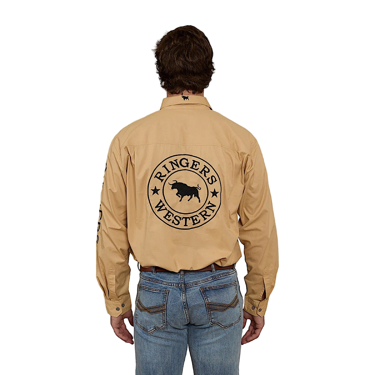 Ringers Western Men’s Hawkeye Half Button Work Shirt - Dark Sand