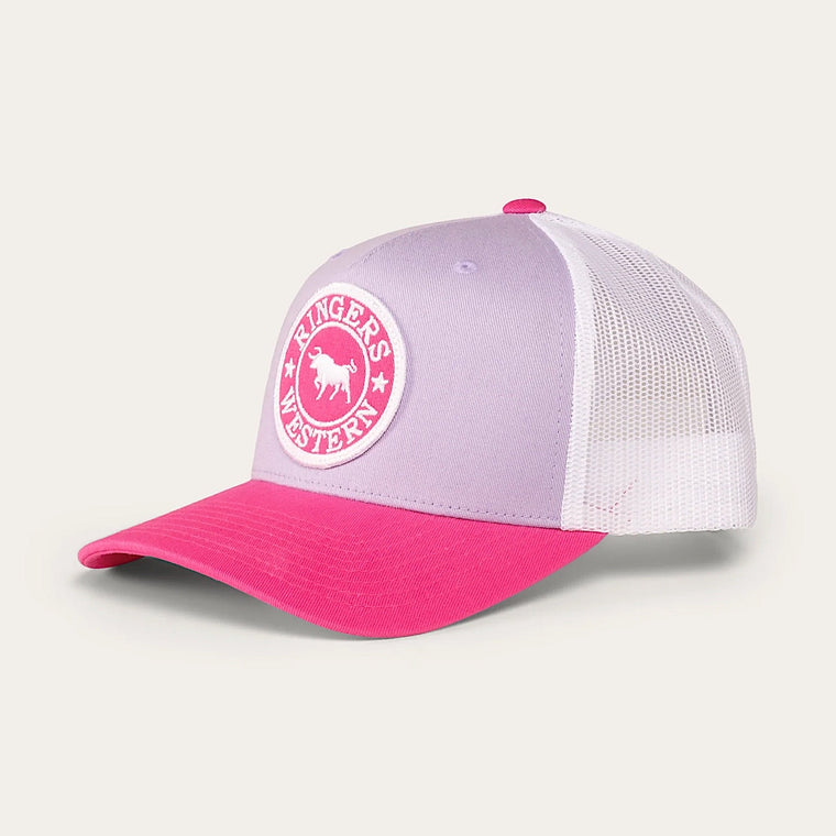 Ringers Western Kid's Signature Bull Trucker Cap - Lilac/Candy