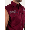 Ringers Western Hawkeye Men's Sleeveless Work Shirt - Burgundy/White