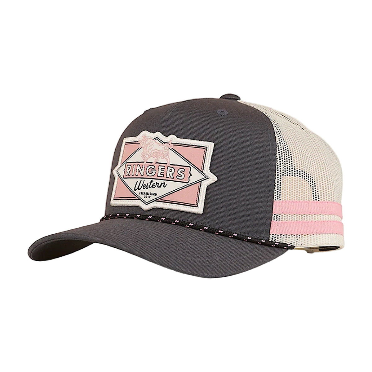 Ringers Western Hometown Trucker Cap Charcoal/Rosey