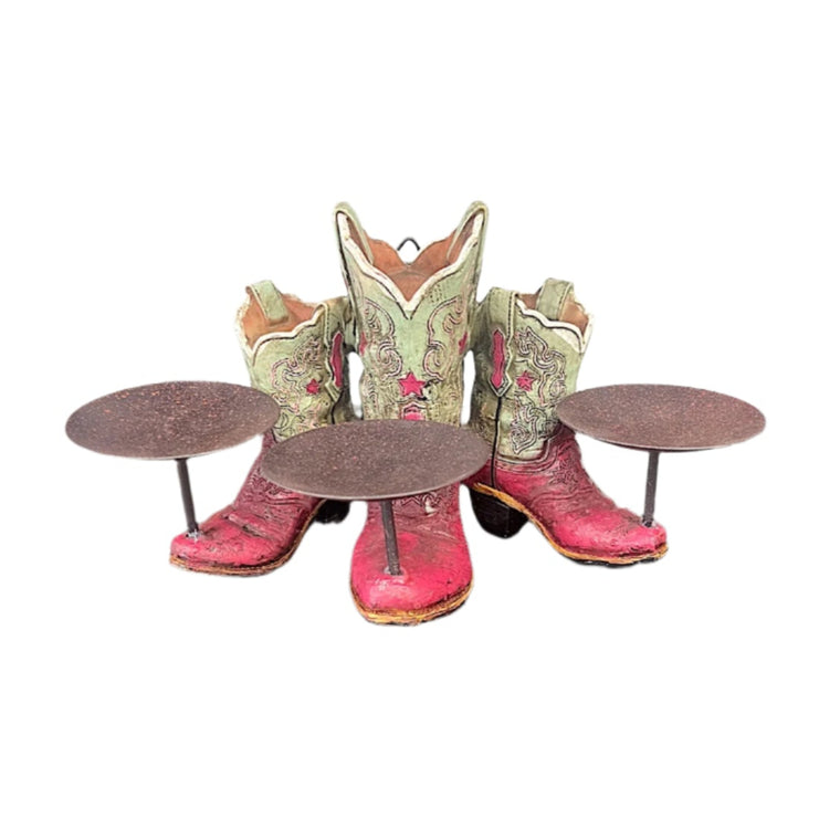 Pure Western Boot Triple Candle Holder