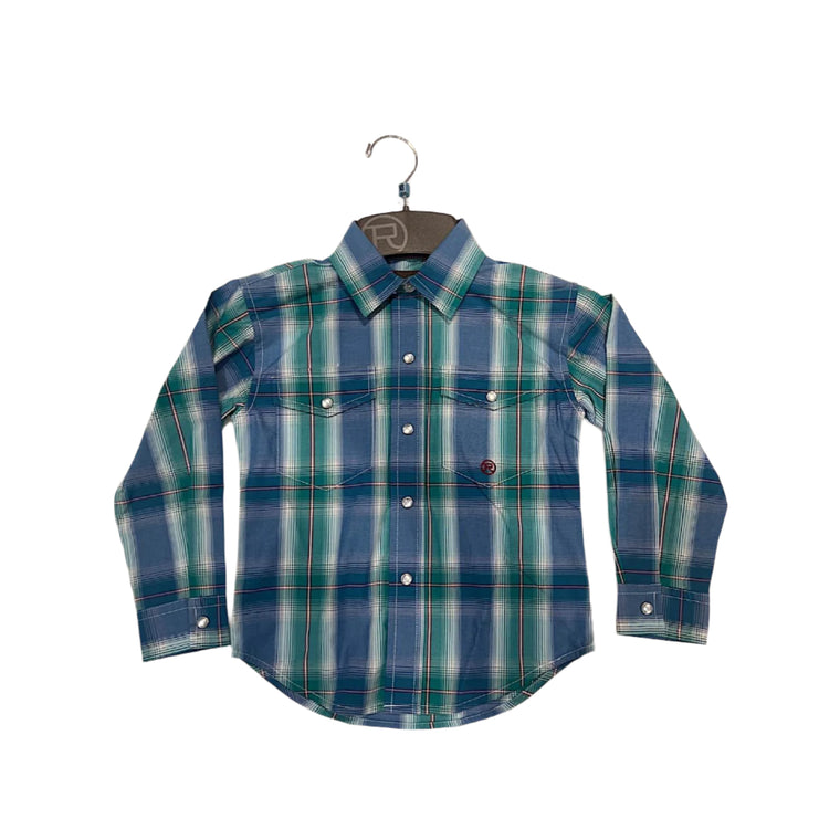 Roper Boy's Amarillo Collection Shirt - Plaid Blue