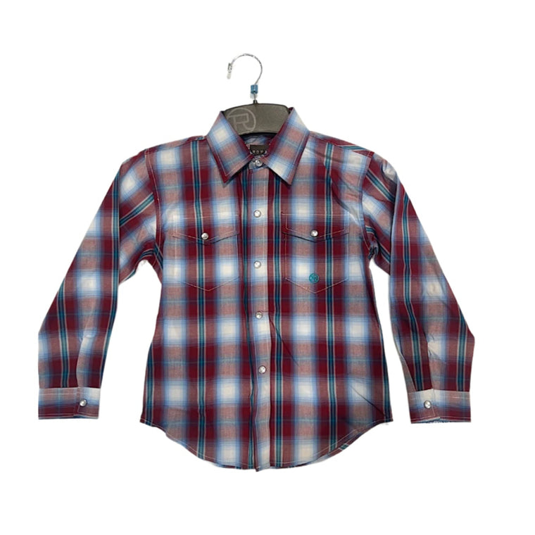 Roper Boy's Amarillo Collection Shirt - Plaid Red