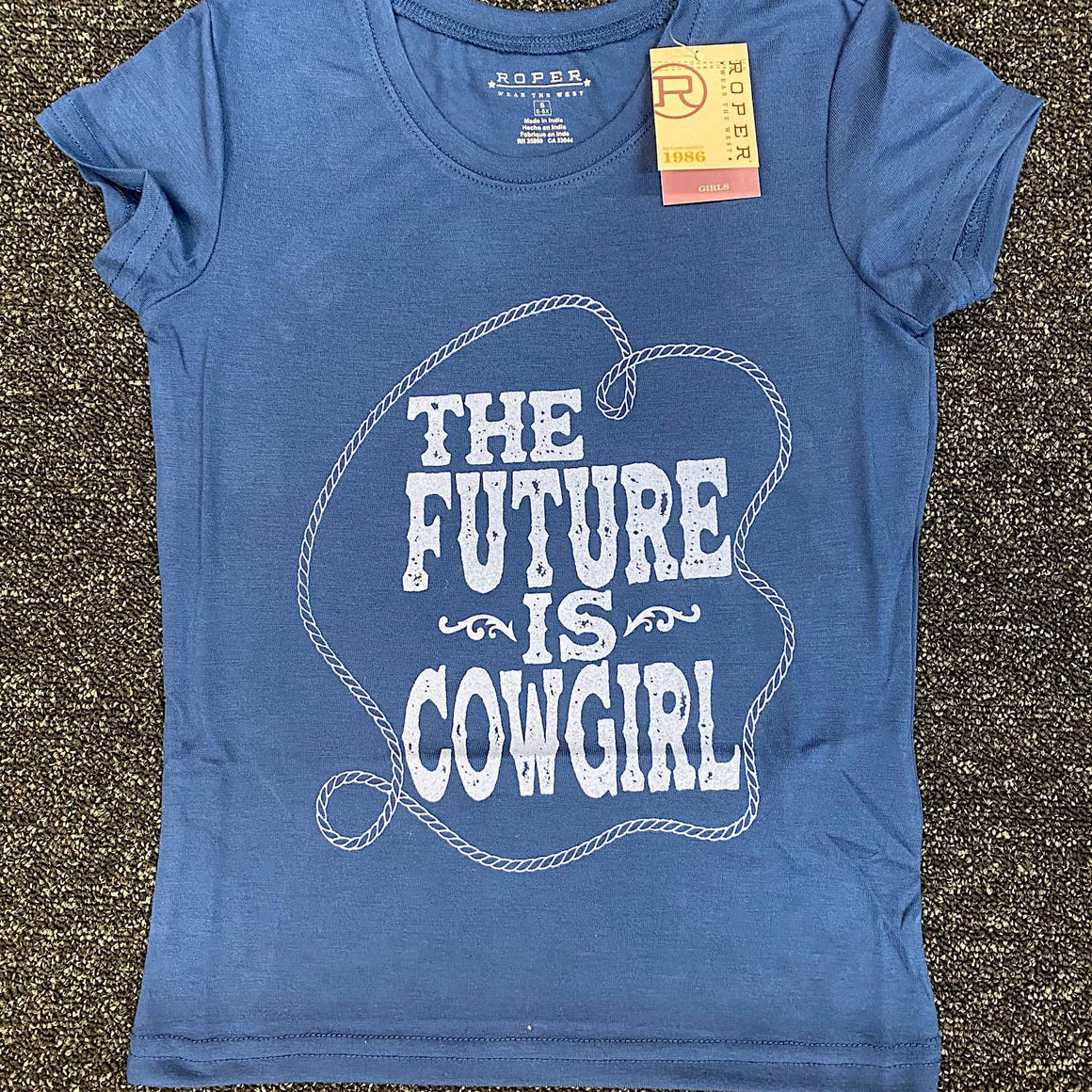 Roper Girls Five Star Collection SS Tee Solid Blue