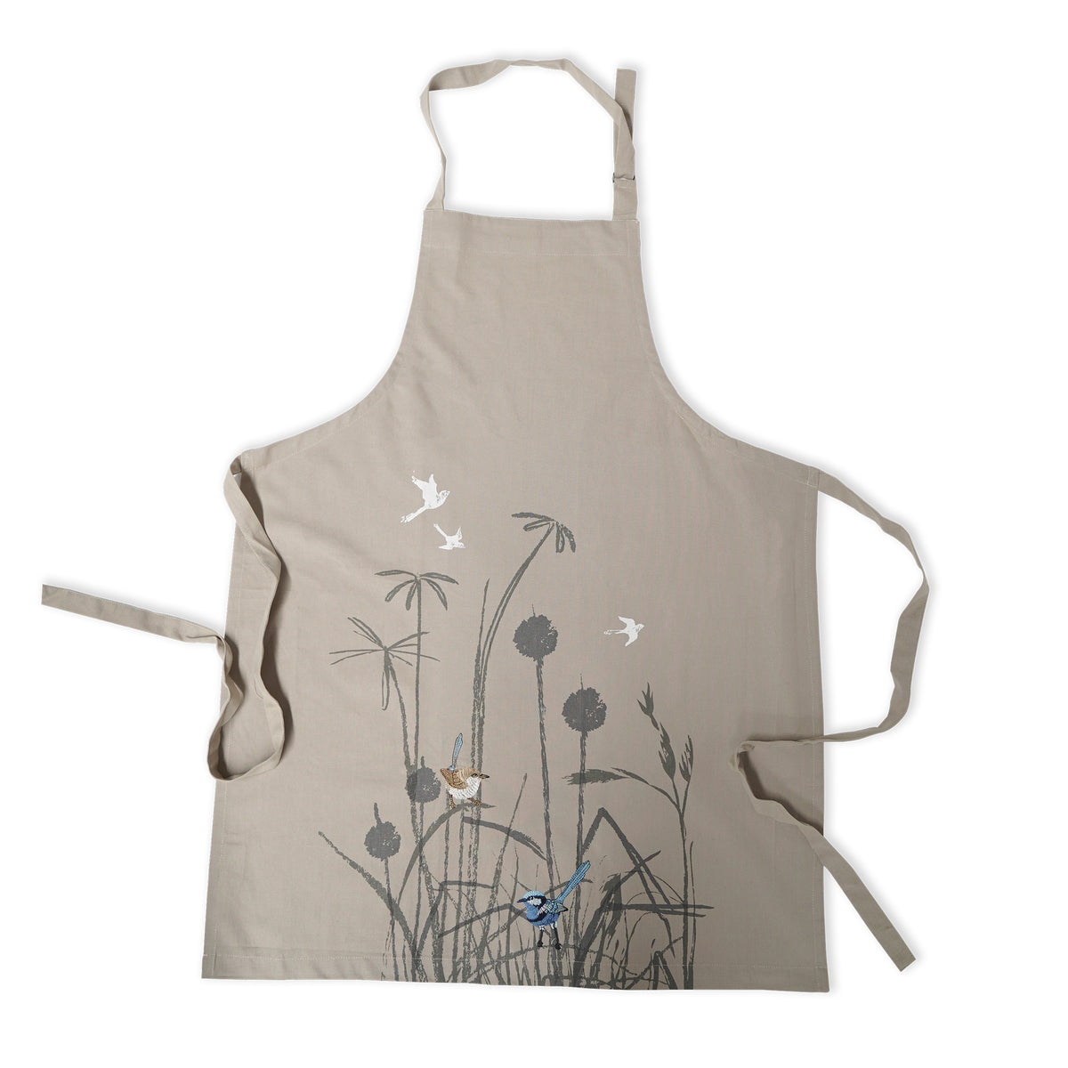 The Linen Press Apron - Grasslands Blue Wren