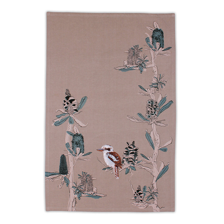 The Linen Press Tea Towel - Kookaburra & Banksia