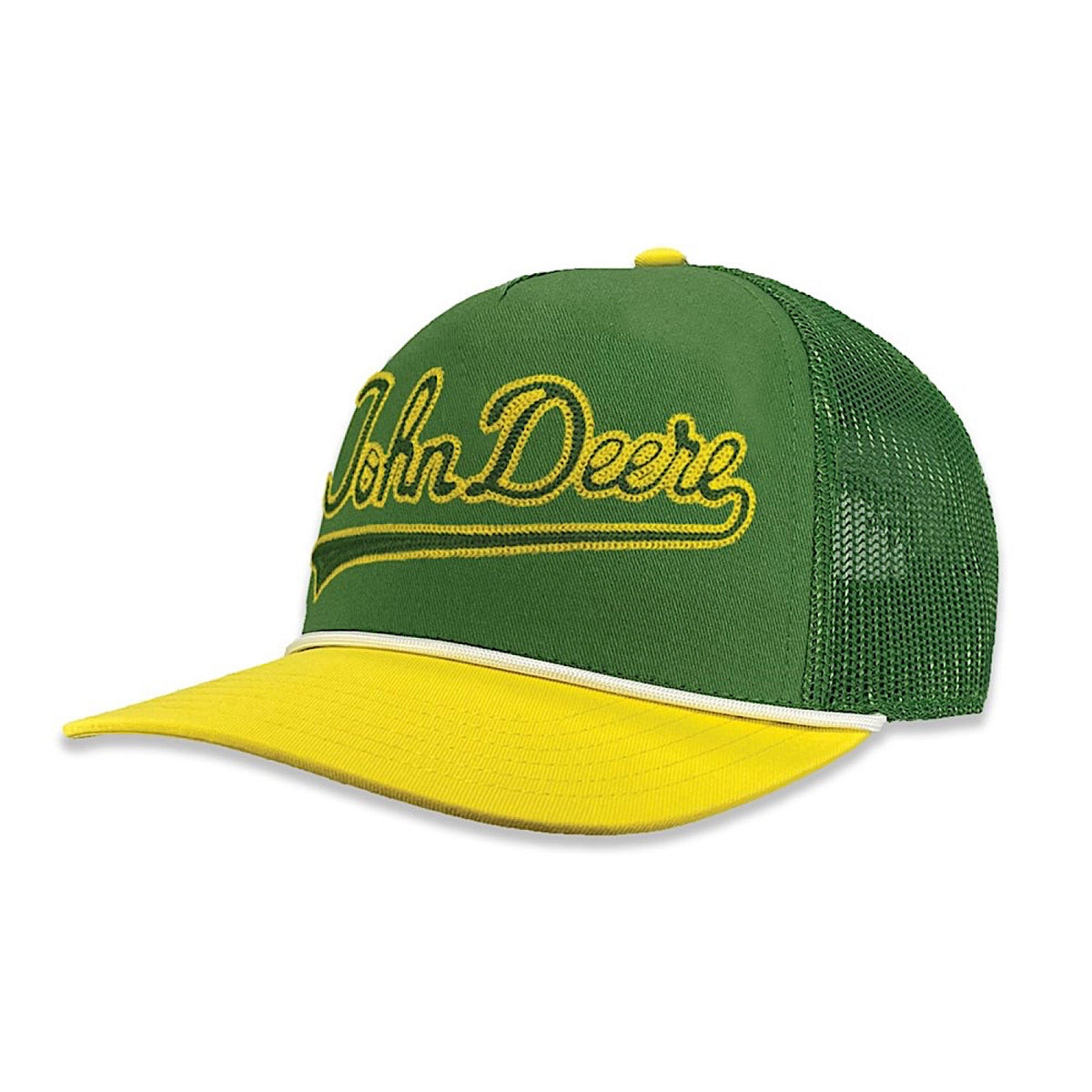 John Deere Letterman Rope Trucker Mesh Back Cap - Green/Yellow