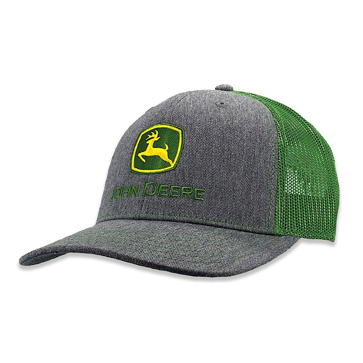 John Deere Trademark Logo Trucker Mesh Cap - Heather Grey/Green