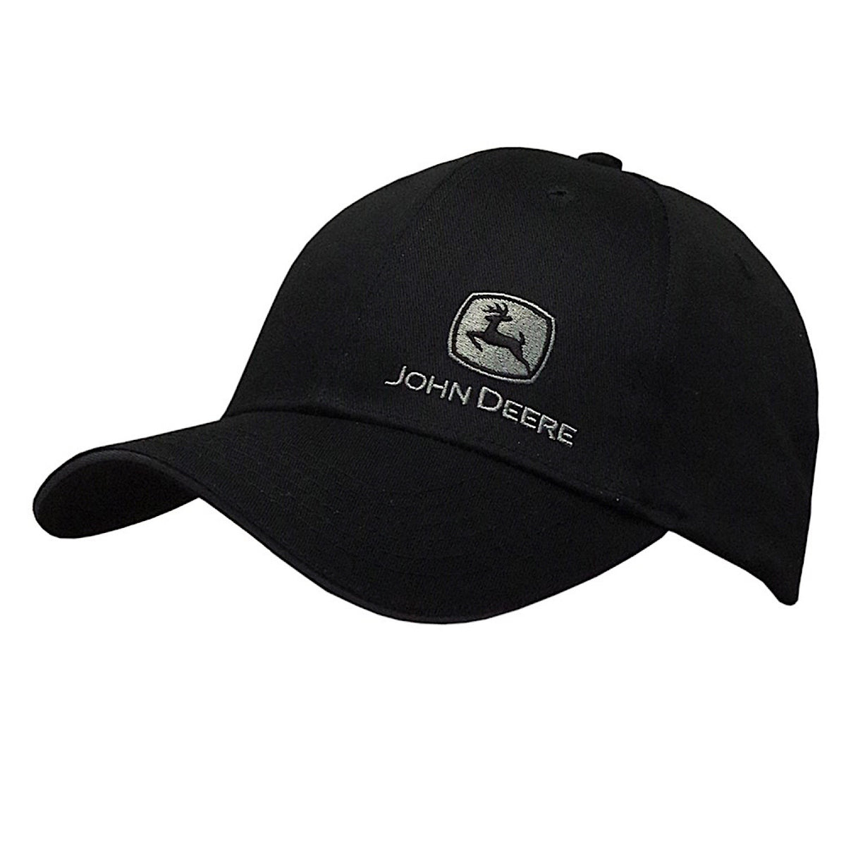 John Deere Trademark Offset Embroidered Logo Twill Cap - Black