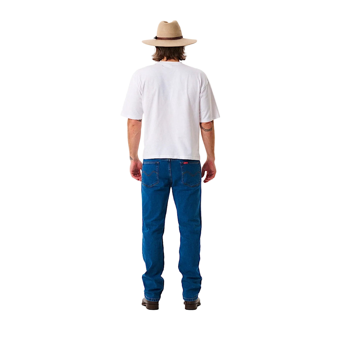 AMCO Men's Stretch Straight Slim Leg Jeans - Mid Stone Wash