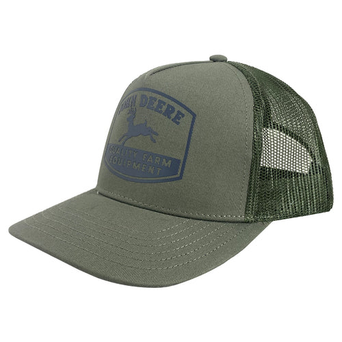 John Deere Logo Print Twill Mesh Trucker Cap - Olive