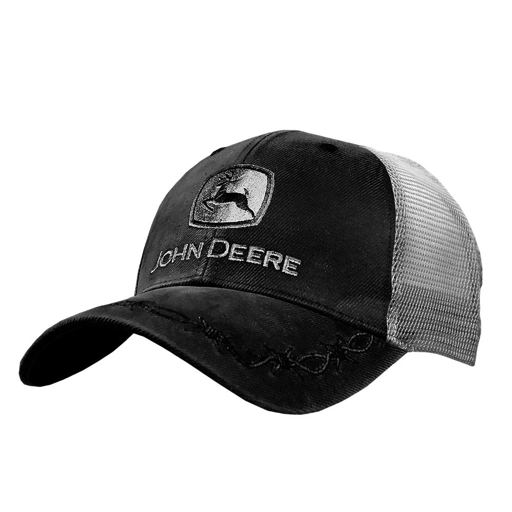 John Deere Oilskin Trucker Mesh Cap - Black / Silver