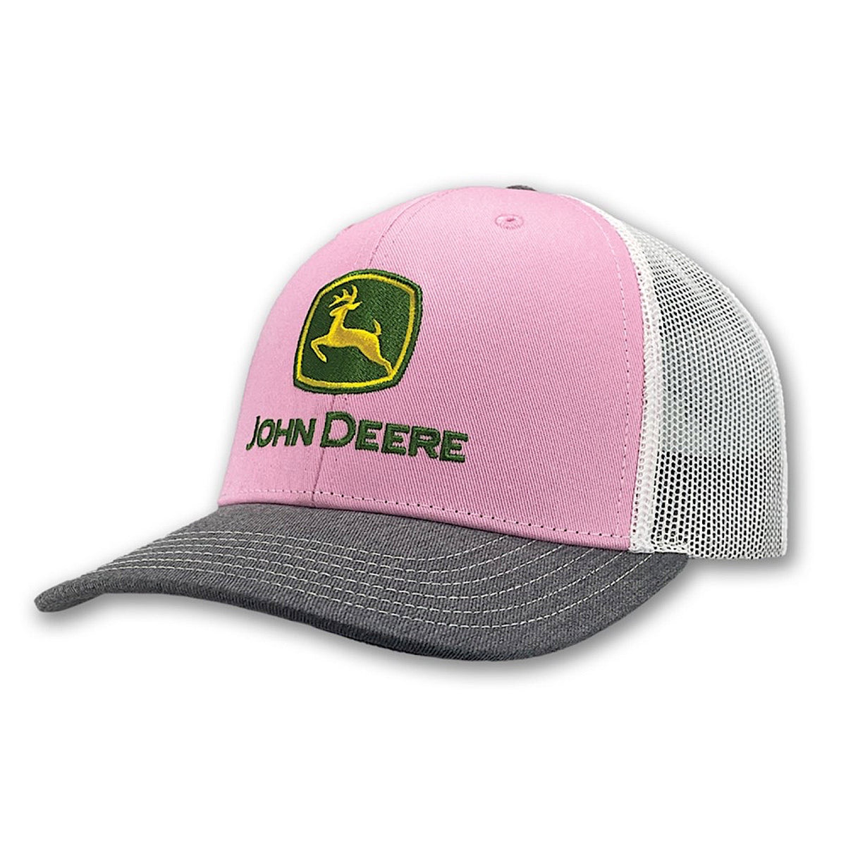 John Deere Women’s Trademark Logo Trucker Cap - Pink/Grey/White