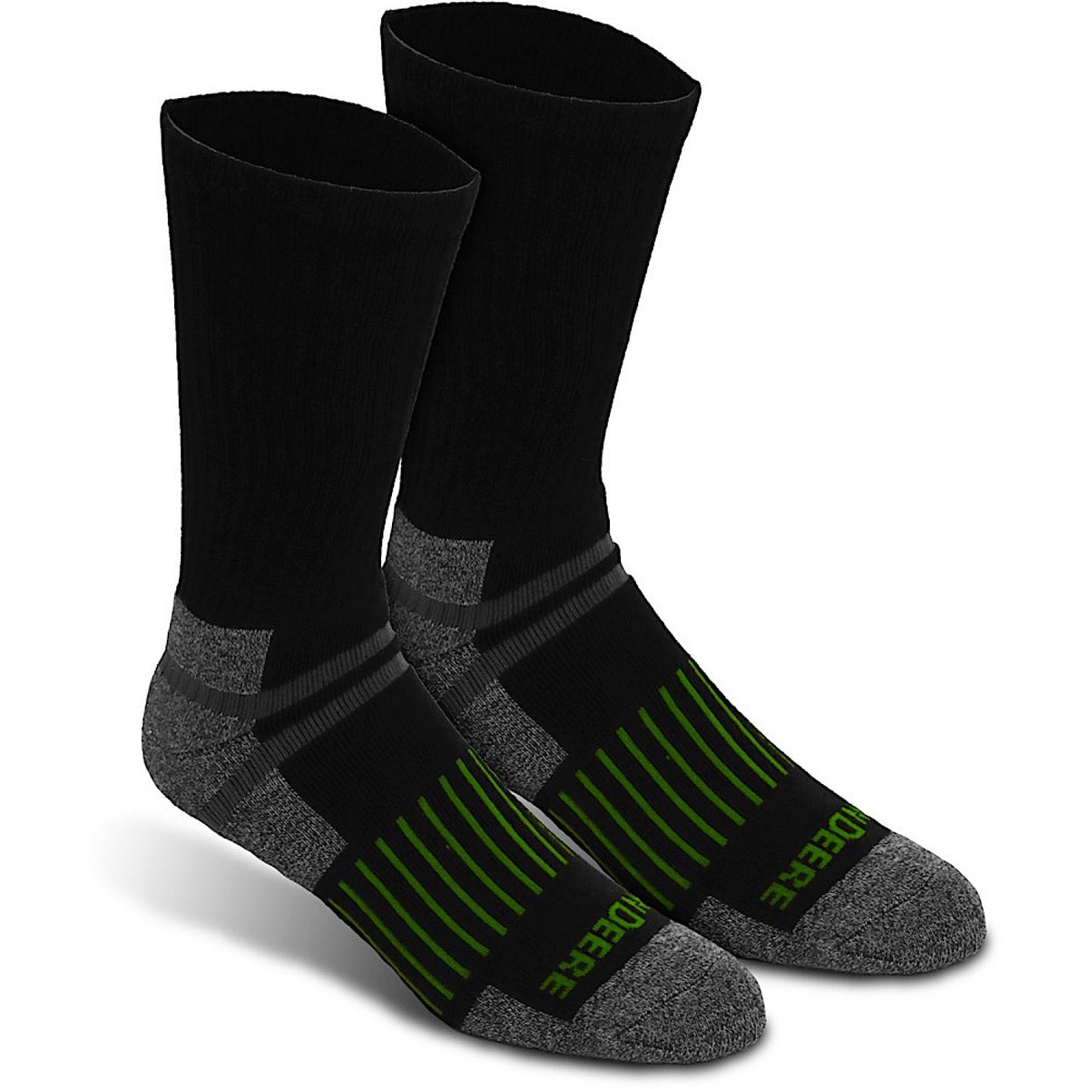 John Deere 3 Pack Crew Work Socks - Black/Grey