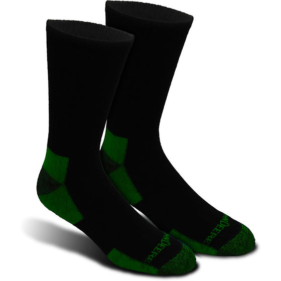 John Deere Black/Green Crew 4 Pack Work Socks (Cotton Blend)