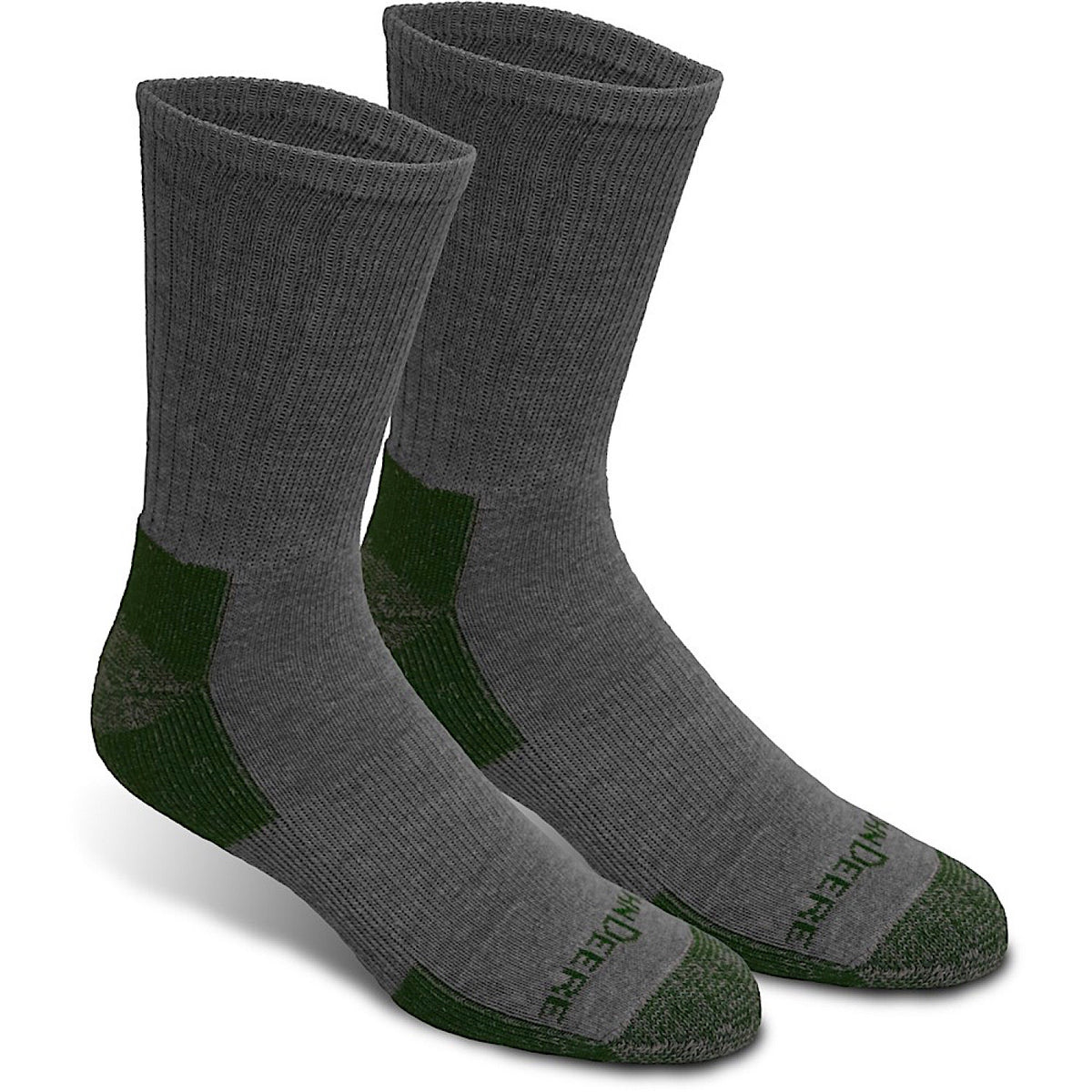 John Deere 4 Pack Crew Cotton Blend Work Socks - Light Heather/Grey