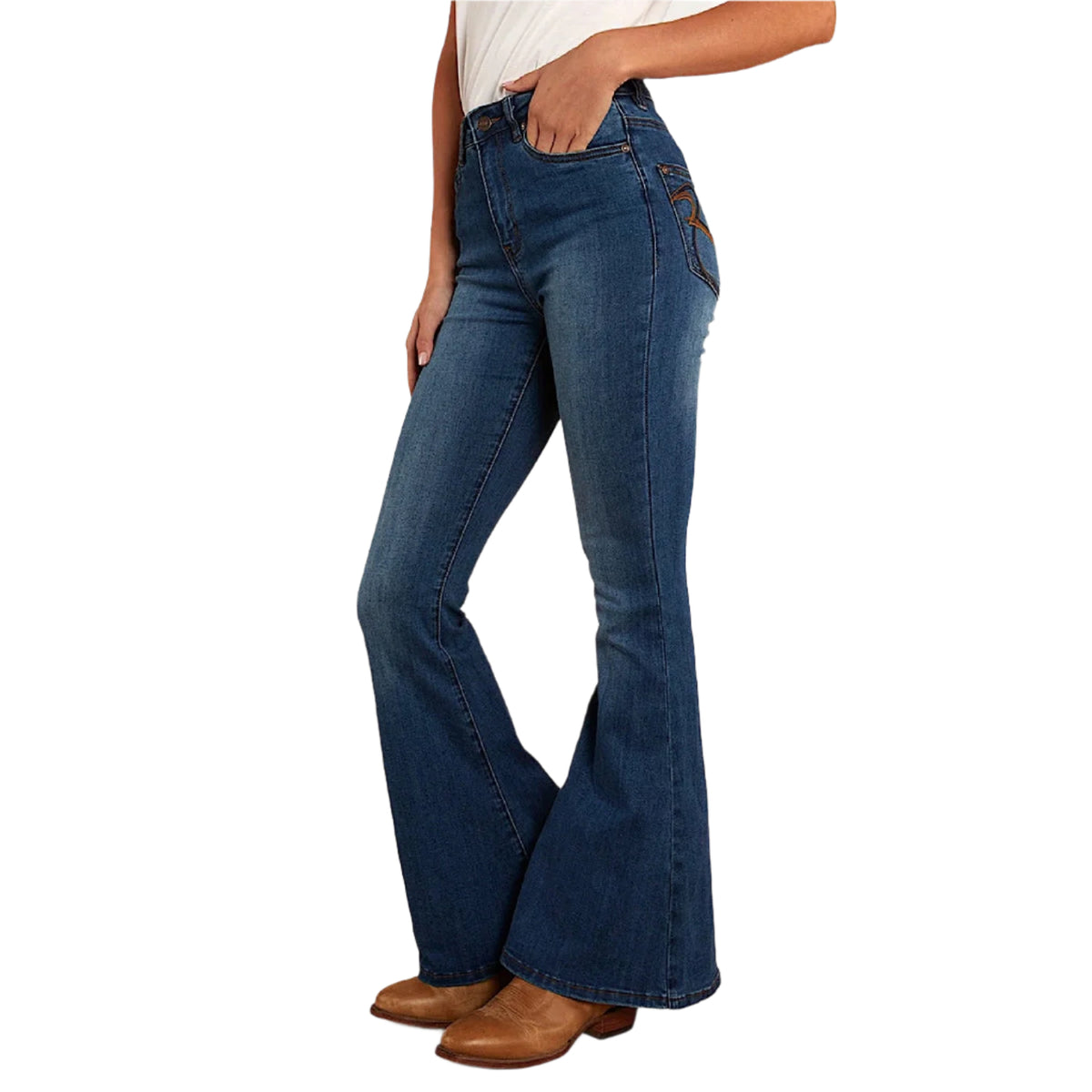 Ringers Western Women’s Bowie Flare Jean - Vintage Blue Wash