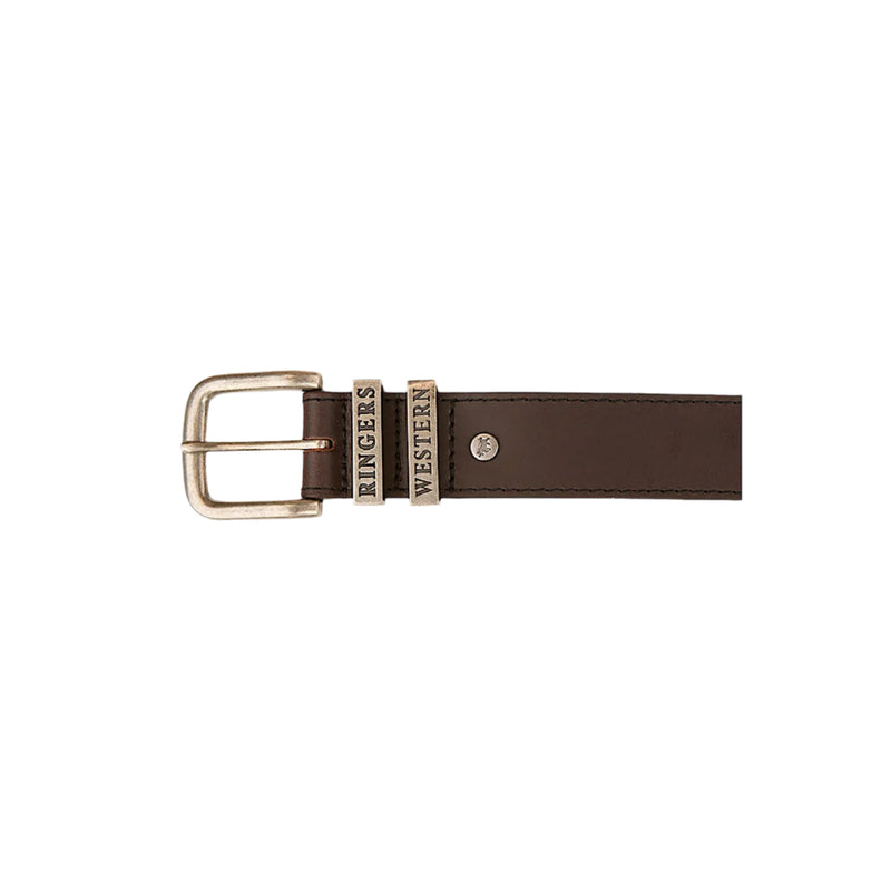 Ringers Western James Belt - Dark Brown/Silver