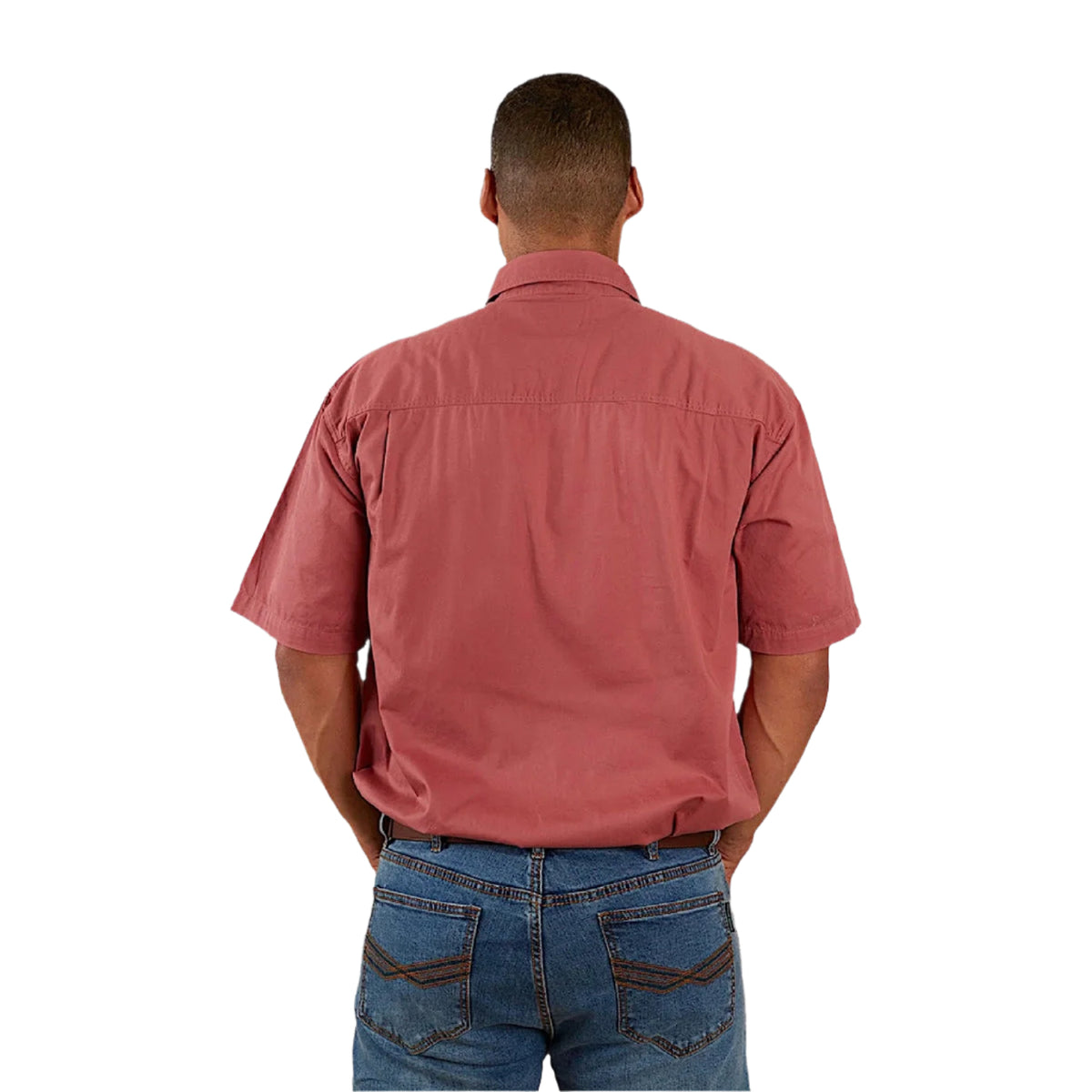 Ringers Western Men’s Pack Saddle Short Sleeve Half Button Work Shirt - Dusty Rose