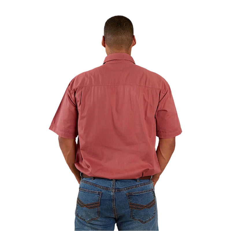 Ringers Western Men’s Pack Saddle Short Sleeve Half Button Work Shirt - Dusty Rose