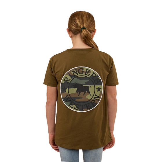 Ringers Western Kid's Signature Bull Classic Fit T-Shirt - Military Green / Camo