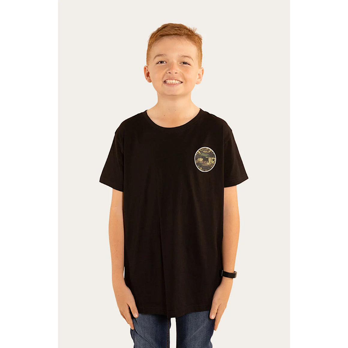 Ringers Western Kids Signature Bull Classic Fit T-Shirt - Black With Camo Print