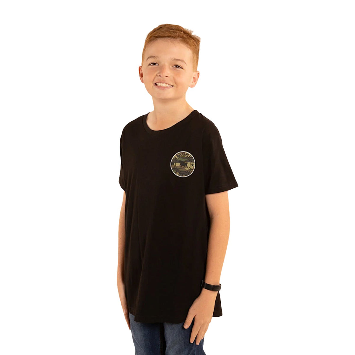 Ringers Western Kid's Signature Bull Classic Fit T-Shirt - Black With Camo Print
