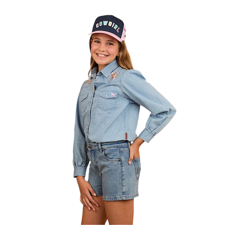 Ringers Western Kid's Dahlia Denim Shorts - Light Blue