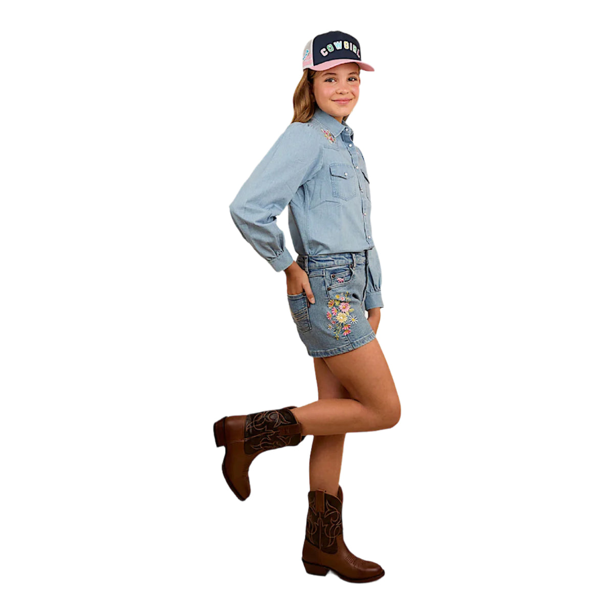 Ringers Western Kid's Dahlia Denim Shorts - Light Blue