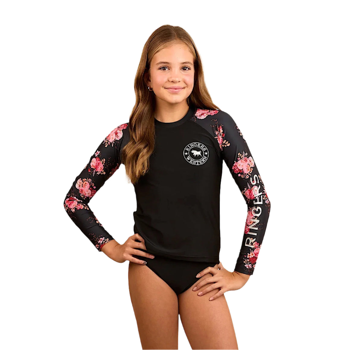 Ringers Western Kid's Gabrielle Swim Rashie - Black/Silver