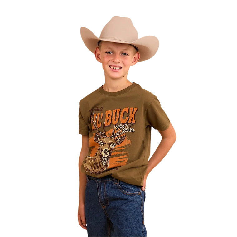 Ringers Western Kid's Buck Classic Fit T-Shirt - Military Green