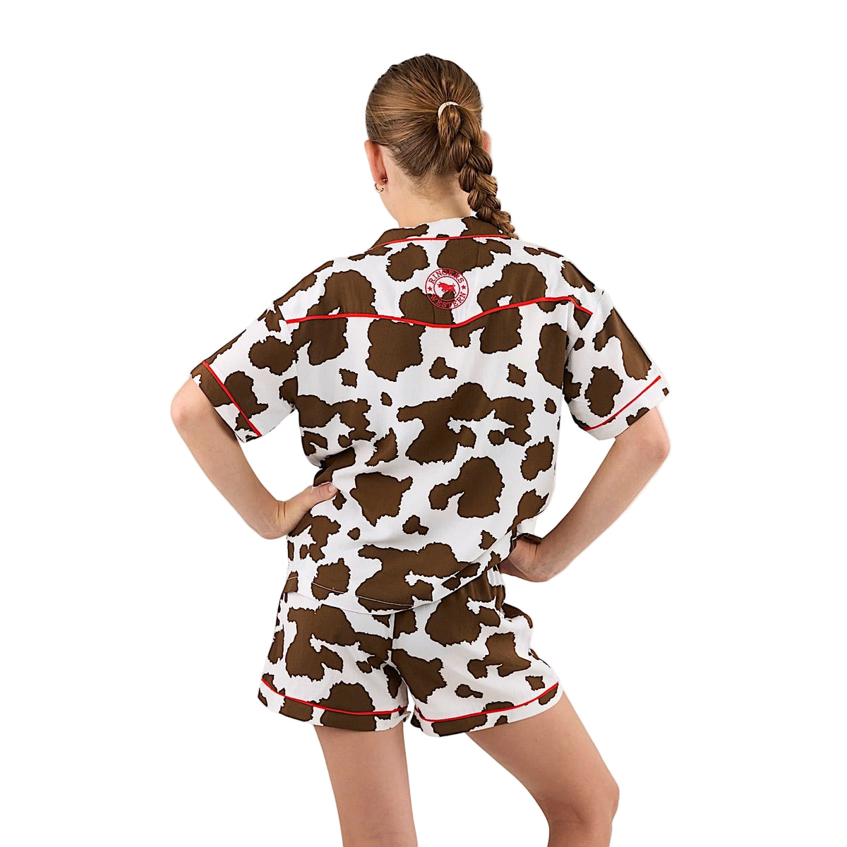 Ringers Western Kids Evadale Short Pyjama Set - White/Chocolate