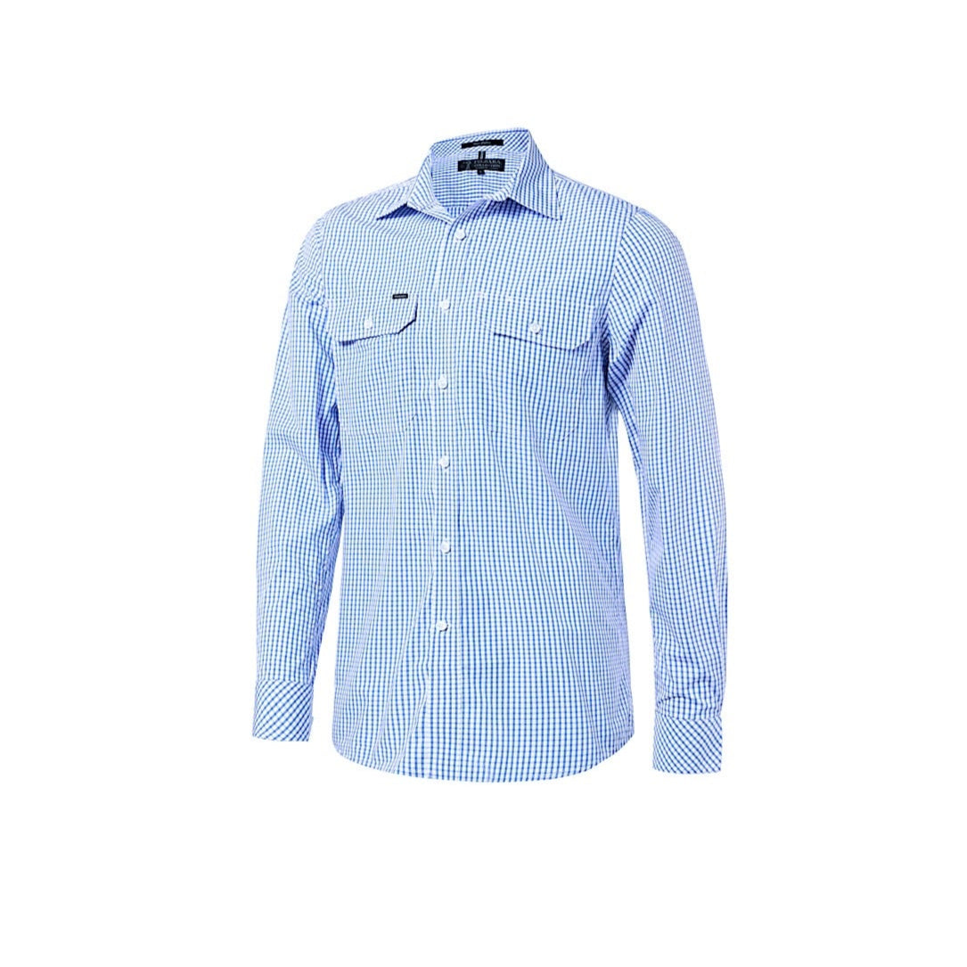 Pilbara Men’s L/S Shirt - Blue/White Check
