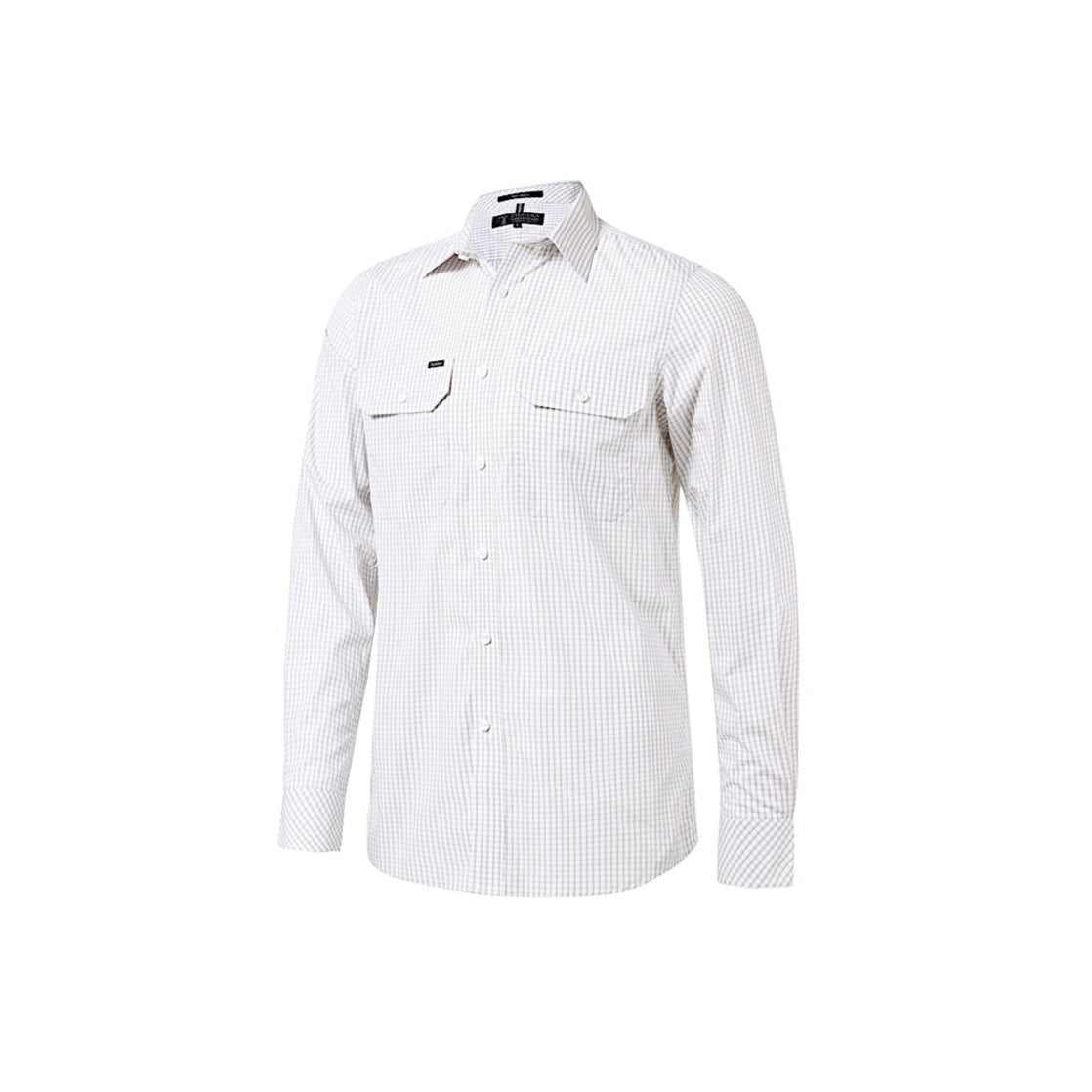 Pilbara Men’s L/S Shirt - Taupe/White Check