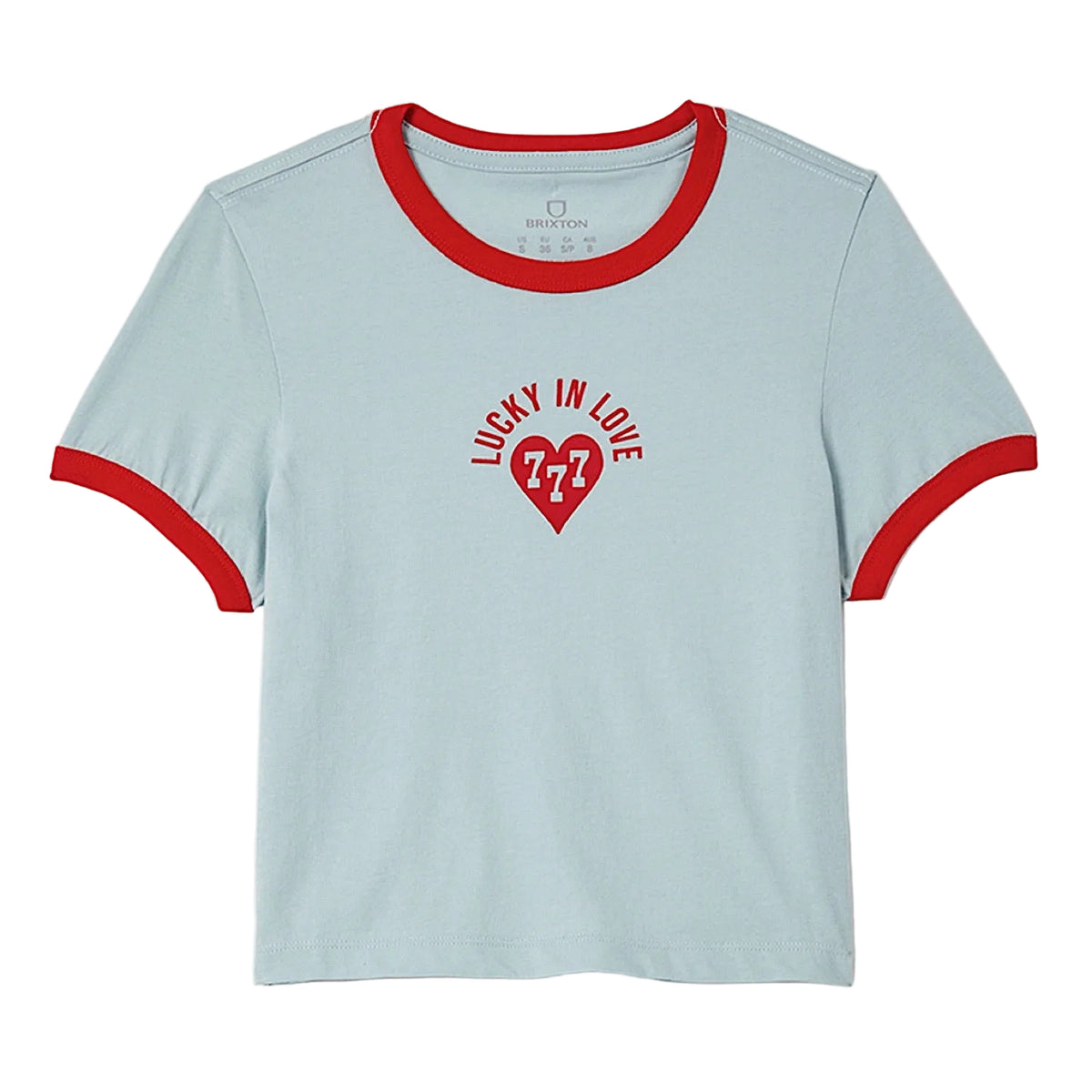 Brixton Women's Lucky In Love Baby Tee - Sea Grass/Adrenaline Red