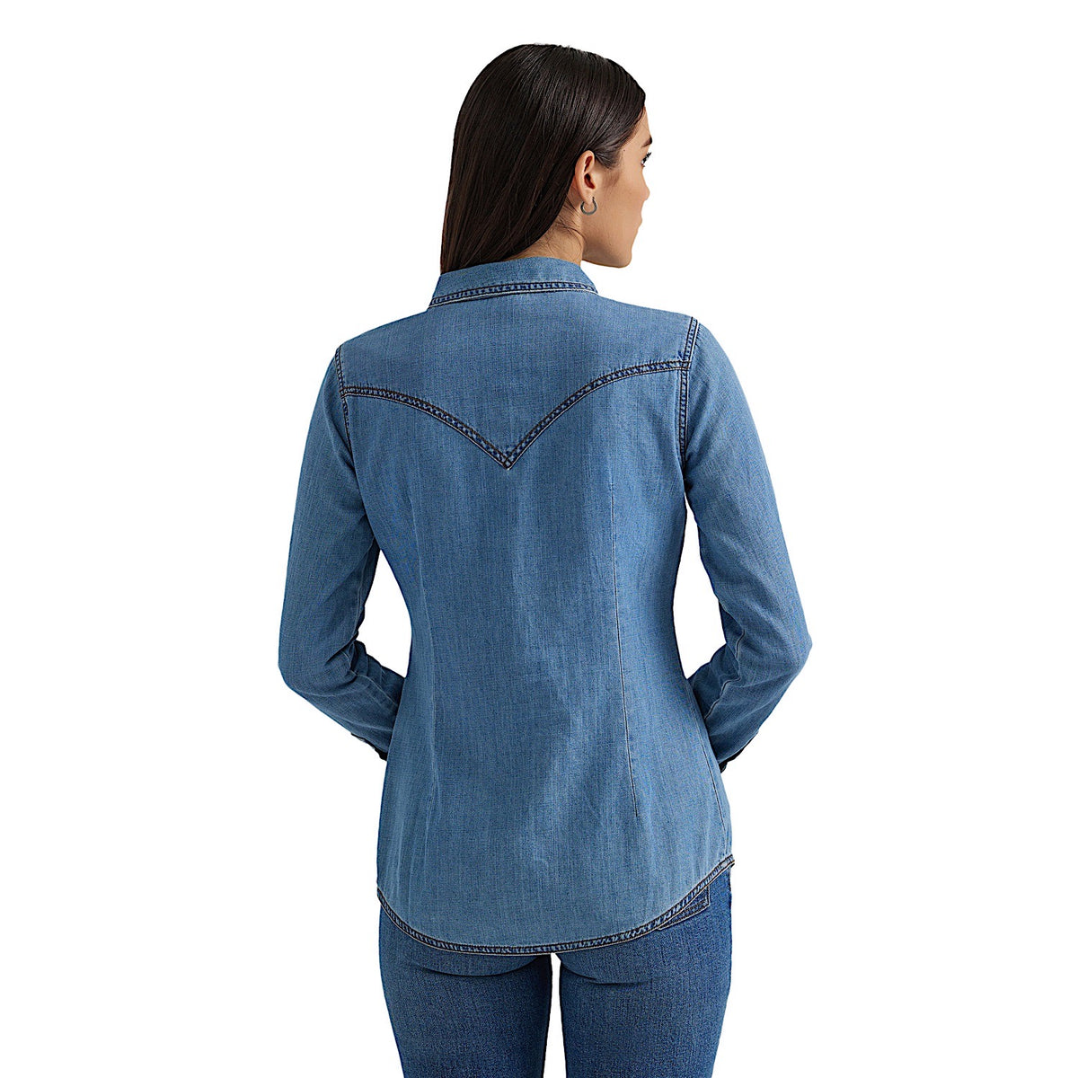 Wrangler Women's Classic Fit Denim Shirt - Mid Denim