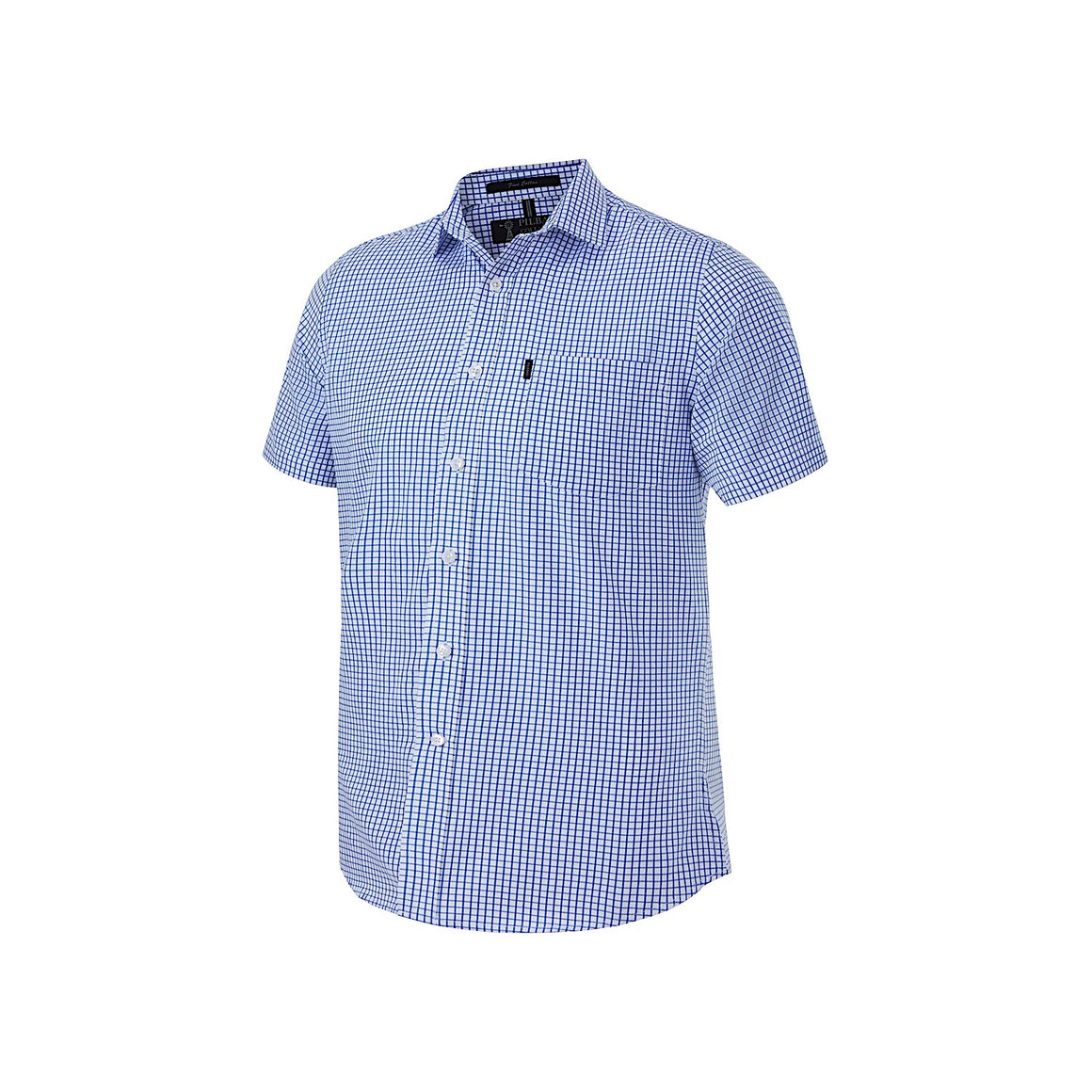 Pilbara Men's Yarn Dyed Check Single Pocket Short Sleeve Shirt - Blue/White