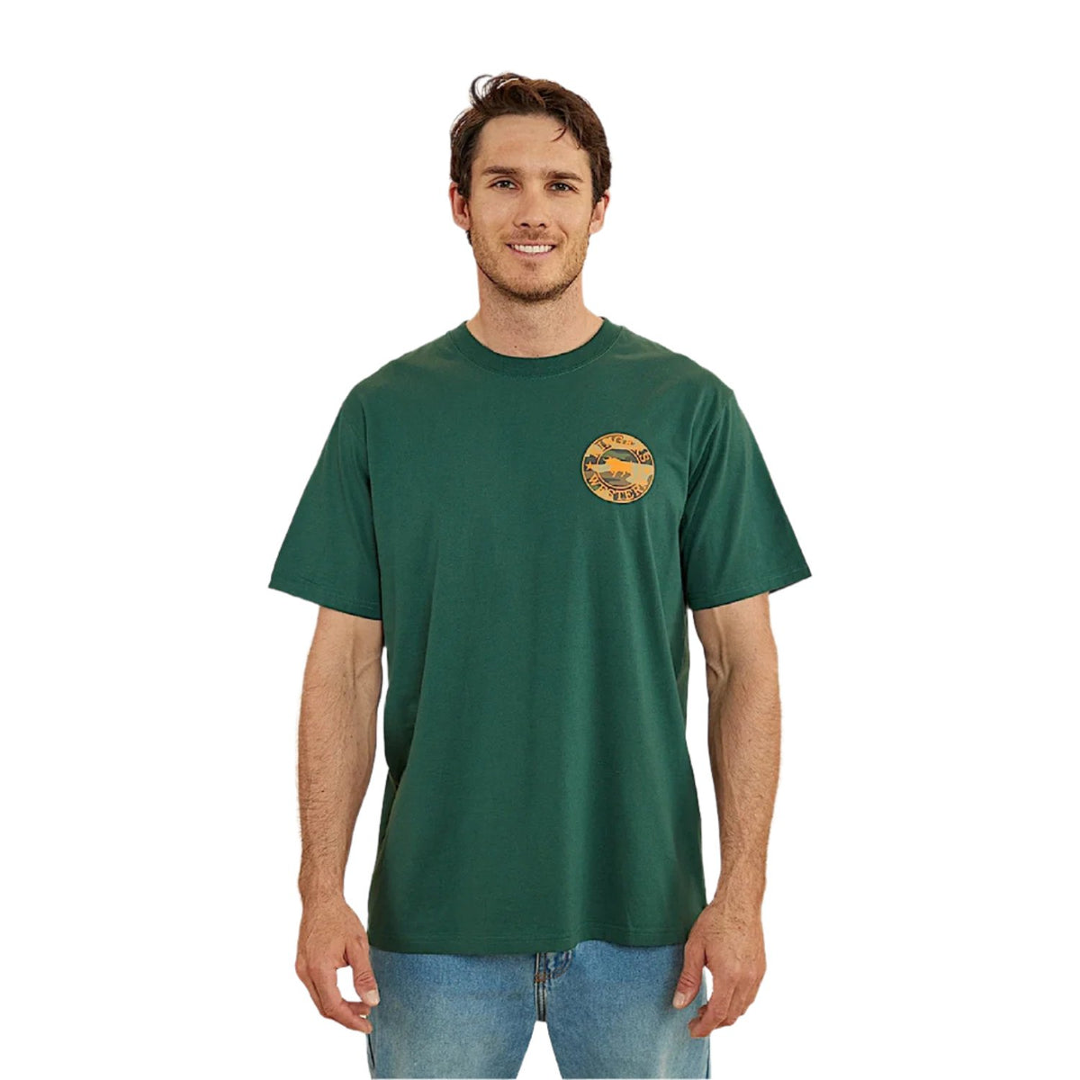Ringers Western Signature Bull Men's Loose T-Shirt - Pine/Camo