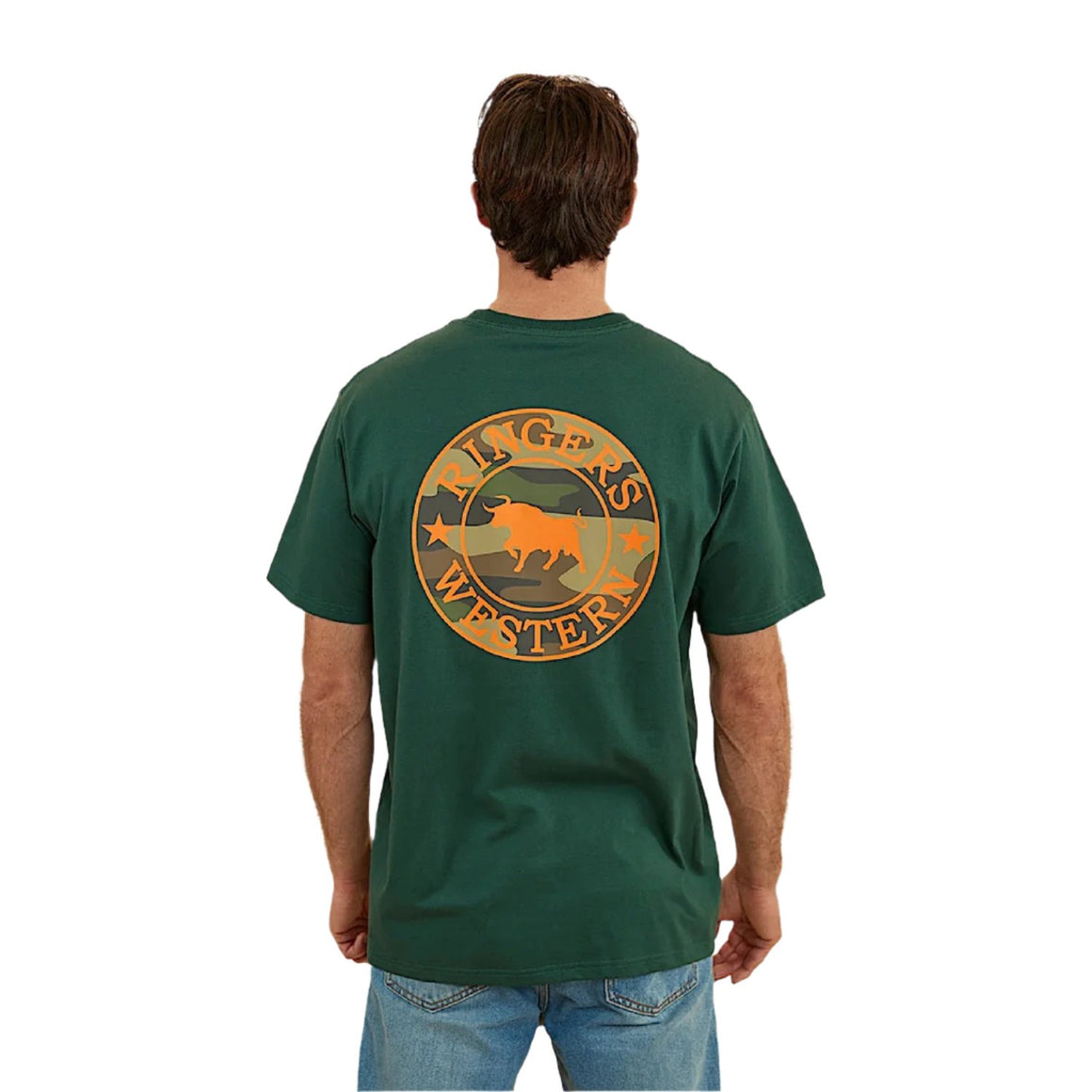 Ringers Western Signature Bull Men's Loose T-Shirt - Pine/Camo