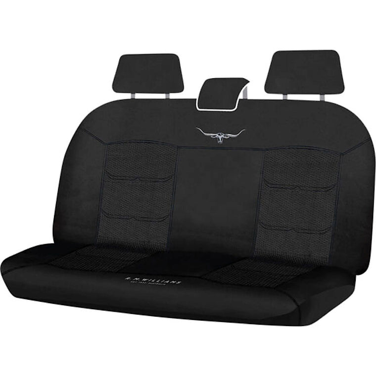R.M.Williams Rear Car Seat Cover with Seperate Headset Covers Size 06- Black