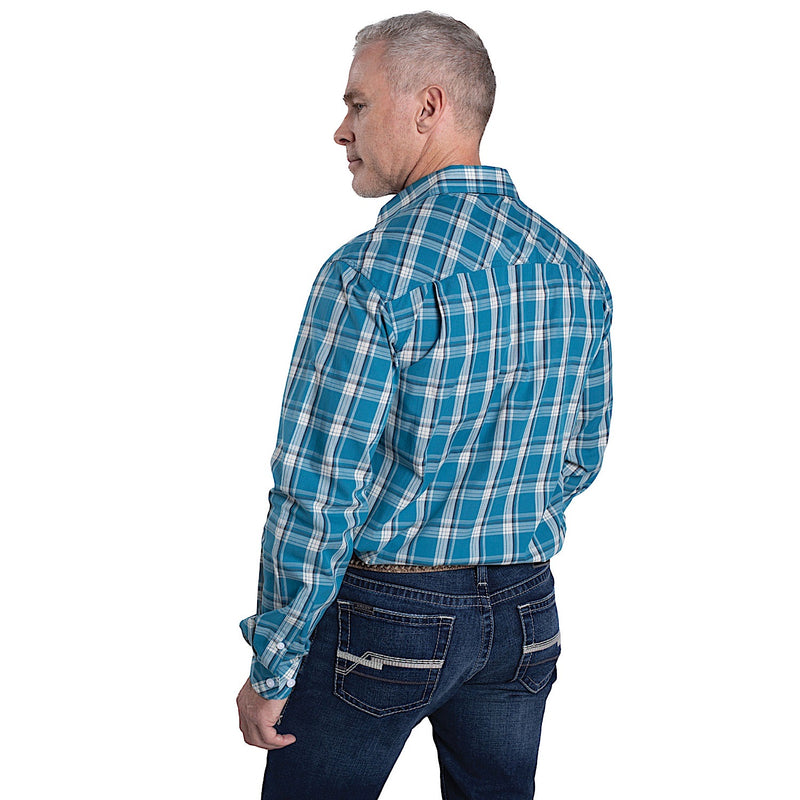 Just Country Men’s Austin Full Button Workshirt - Plaid Petrol