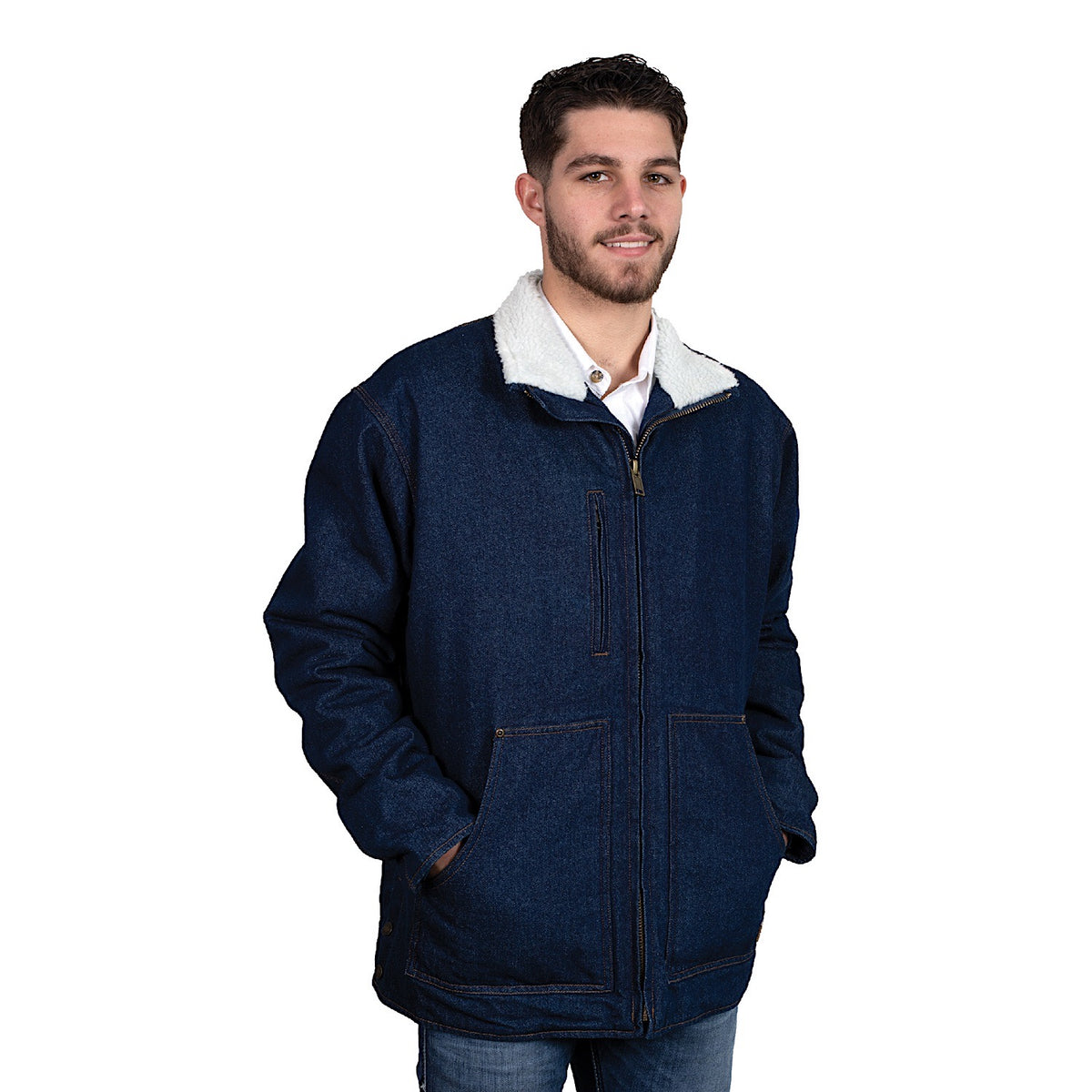 Just Country Mens Diamantina Sherpa Denim Jacket Dark Indigo