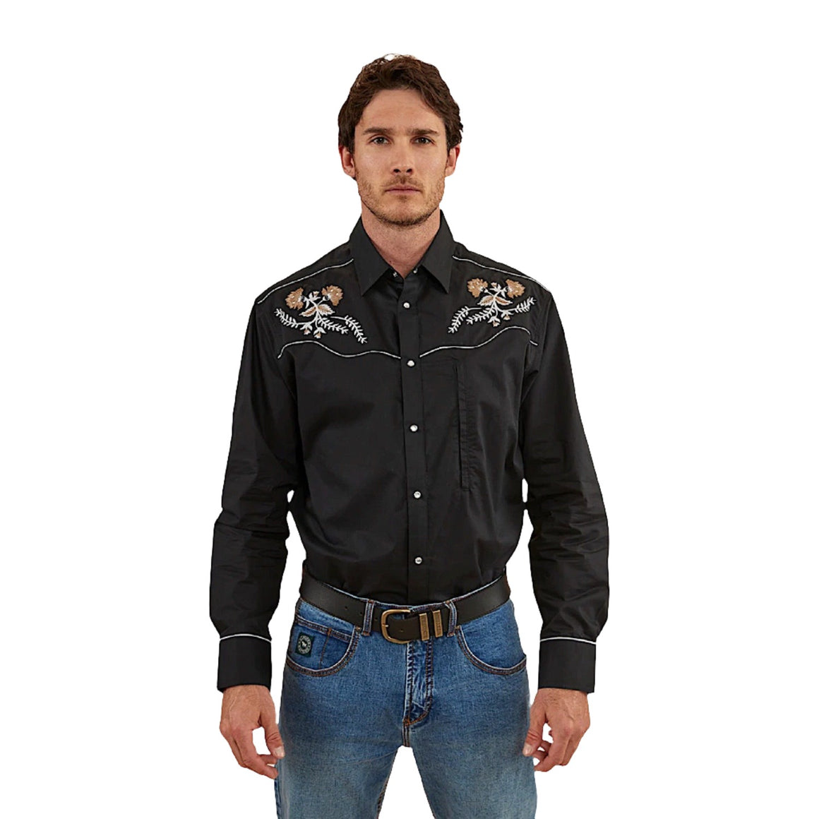 Ringers Western Neilson Mens Western Dress Shirt - Black