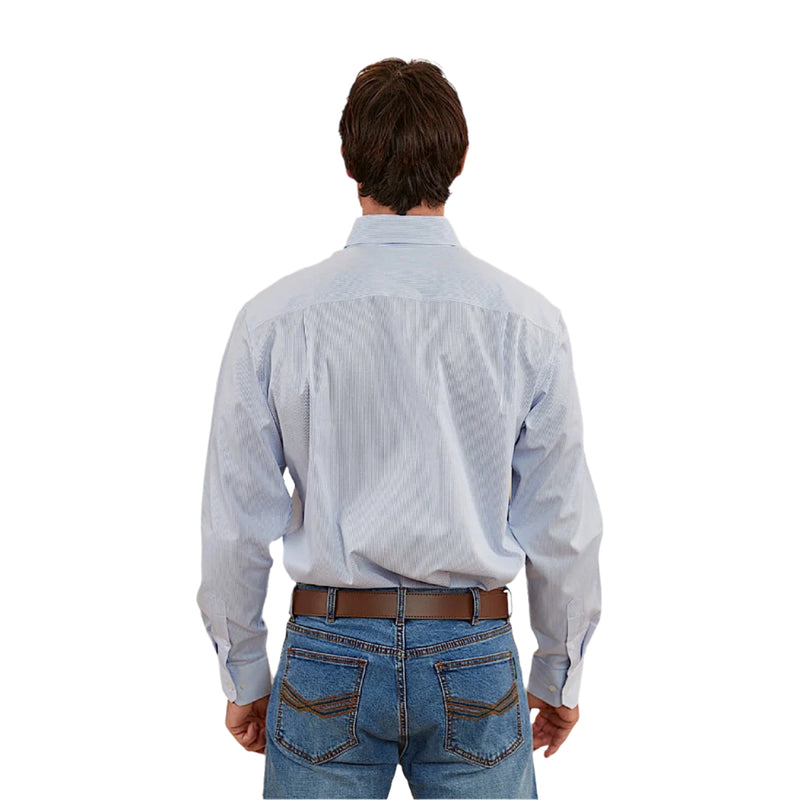 Ringers Western Men’s Whyalla Dress Shirt - White/Blue