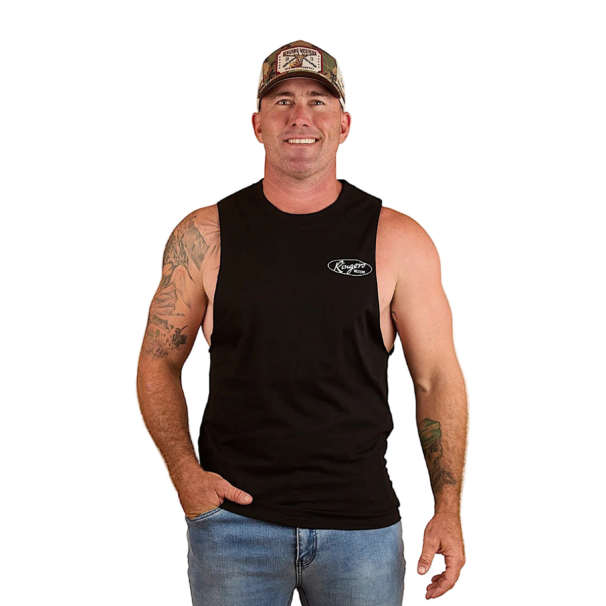 Ringers Western Men’s Mud Sweat Beers Muscle Tank - Black