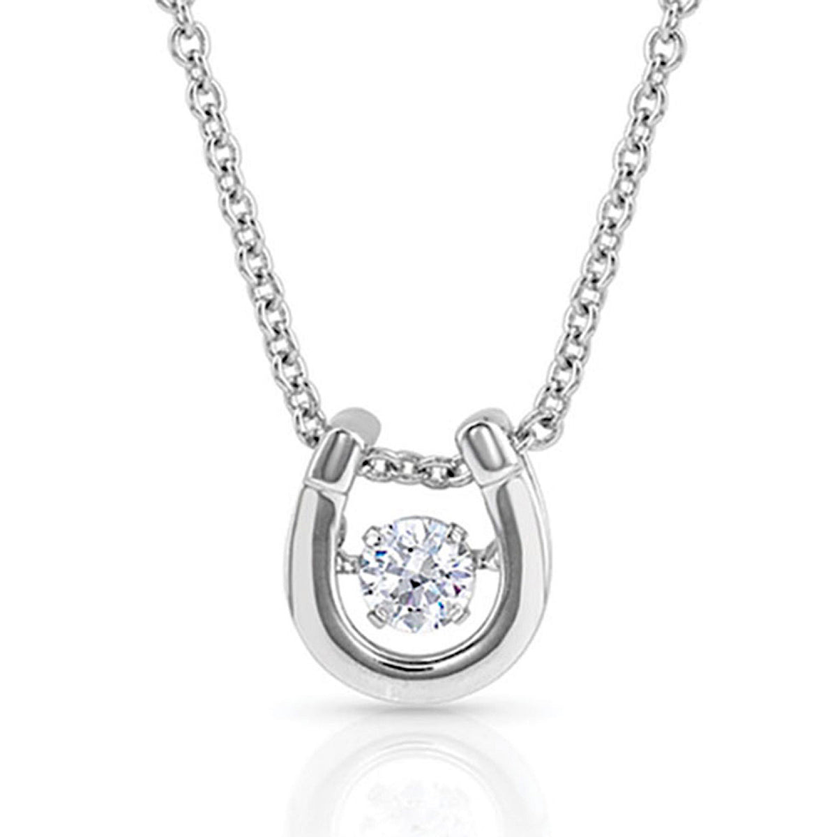 Montana Silversmiths Dancing Birthstone Horseshoe Necklace - APRIL
