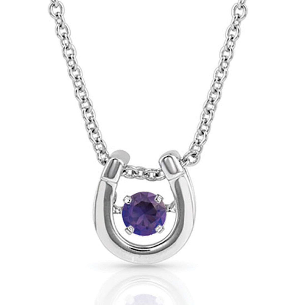 Montana Silversmiths Dancing Birthstone Horseshoe Necklace - FEBRUARY