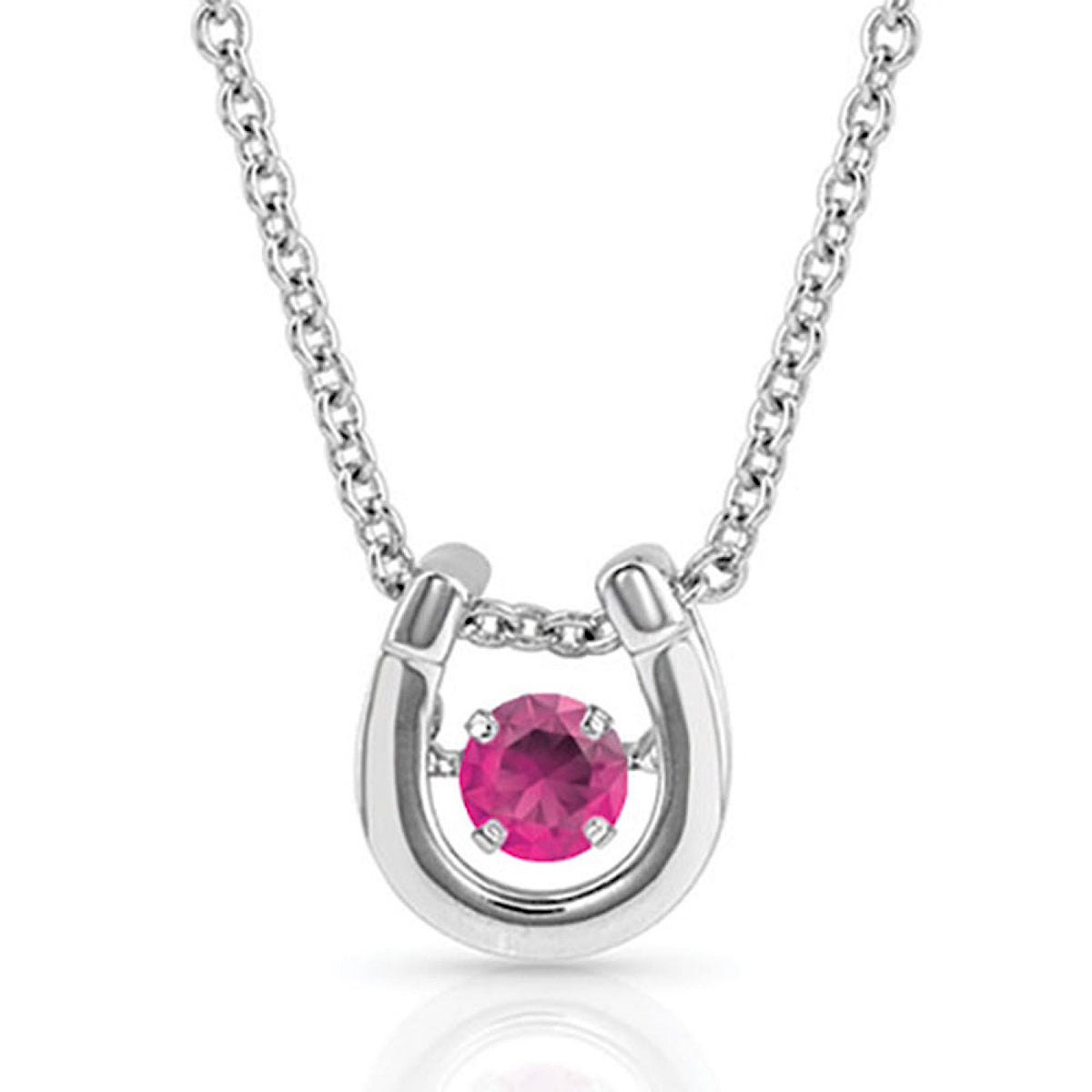 Montana Silversmiths Dancing Birthstone Horseshoe Necklace - JULY
