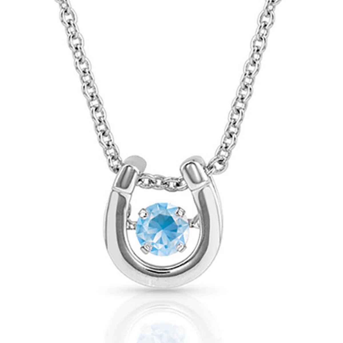 Montana Silversmiths Dancing Birthstone Horseshoe Necklace - MARCH