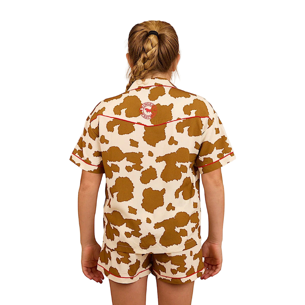 Ringers Western Kids Evadale Short Pyjama Set - White/Tan